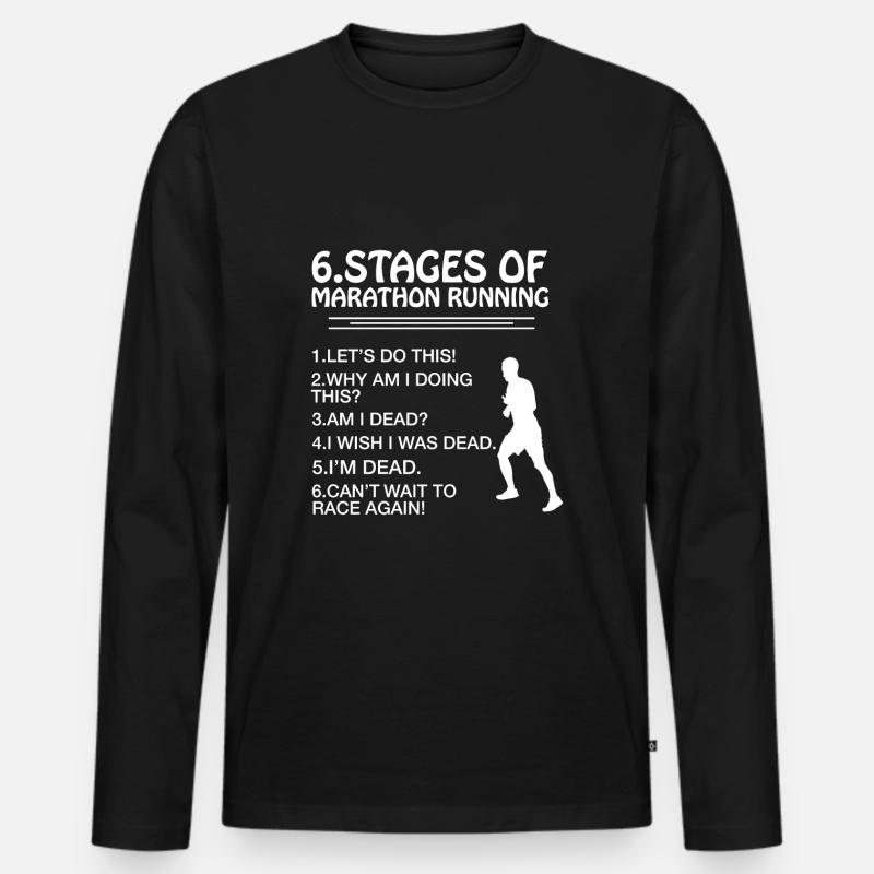 Marathon Lustig - Männer Premium Bio Langarmshirt - Schwarz