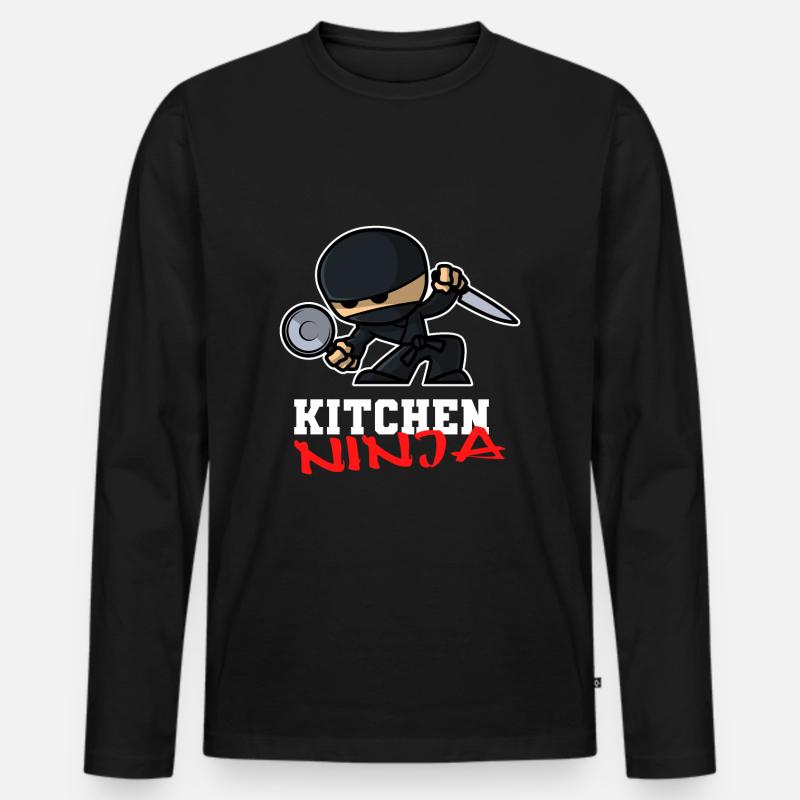 Küchen Ninja - Männer Premium Bio Langarmshirt - Schwarz