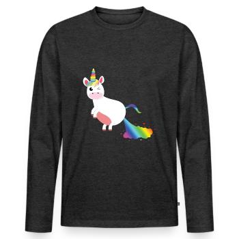 Unicorn Colorful Pups - Men's Premium Organic Long Sleeve Shirt - heather anthracite - Front - Nico (187cm)