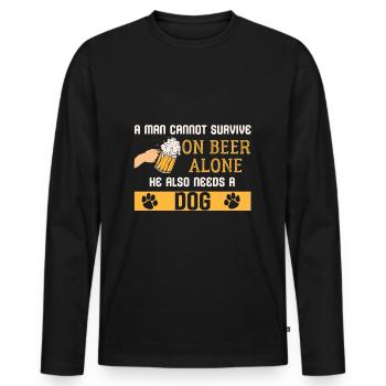 Bier und Hunde - Männer Premium Bio Langarmshirt - Schwarz - Vorne - Nico (187cm)