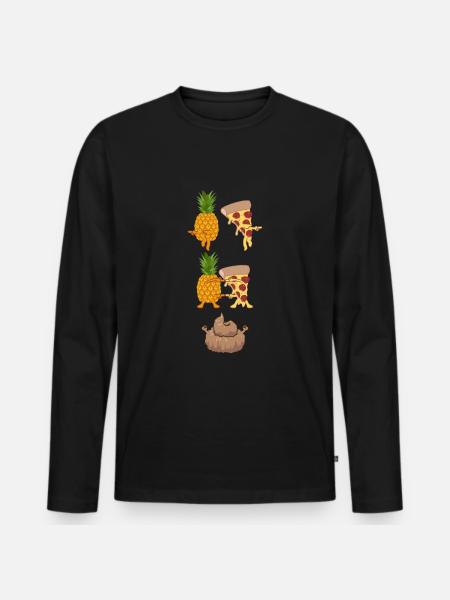 Fusion pineapple and pizza - Men's Premium Organic Long Sleeve Shirt - black