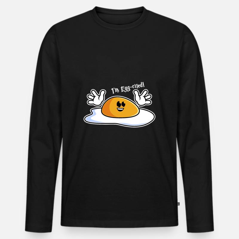 Aufgeregtes Ei - Männer Premium Bio Langarmshirt - Schwarz