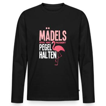 Mädels Pegel Halten Flamingo Party Gruppe Alkohol - Männer Premium Bio Langarmshirt - Schwarz - Vorne - Nico (187cm)
