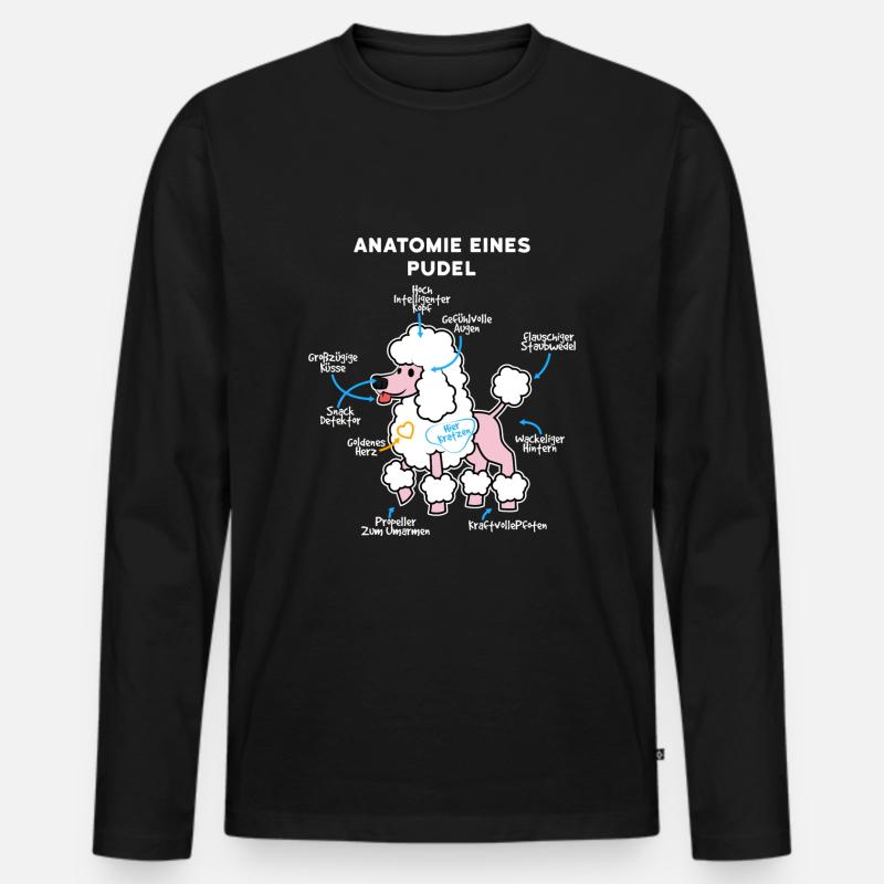 Anatomie Eines Pudel - Männer Premium Bio Langarmshirt - Schwarz