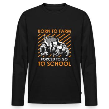 Né à un fermier forcé à l'école - T-shirt manches longues Premium bio Homme - noir - Devant - Nico (187cm)