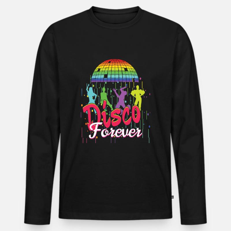 Disco Für Immer - Männer Premium Bio Langarmshirt - Schwarz