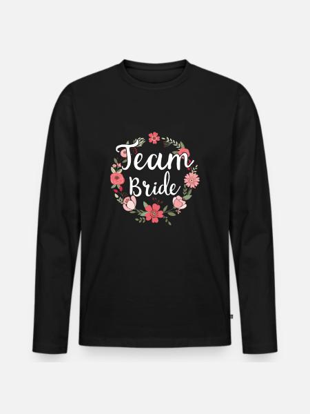 Team Bride bruid bloemenkrans bloemen betrokkenheid JGA - Mannen Premium Bio shirt met lange mouwen - zwart