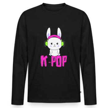 K-pop bunny music - Men's Premium Organic Long Sleeve Shirt - black - Front - Nico (187cm)