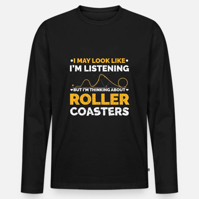 Achterbahn Enthusiast - Männer Premium Bio Langarmshirt - Schwarz
