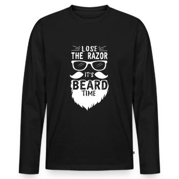 Rasierer Weg Es Ist Bart Zeit - Männer Premium Bio Langarmshirt - Schwarz - Vorne - Nico (187cm)