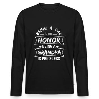 Stolzer Opa - Männer Premium Bio Langarmshirt - Schwarz - Vorne - Nico (187cm)