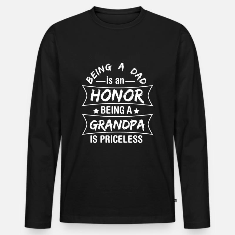 Stolzer Opa - Männer Premium Bio Langarmshirt - Schwarz