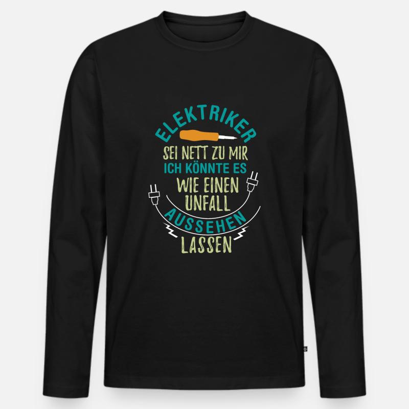 Elektriker Beruf Lustig - Männer Premium Bio Langarmshirt - Schwarz