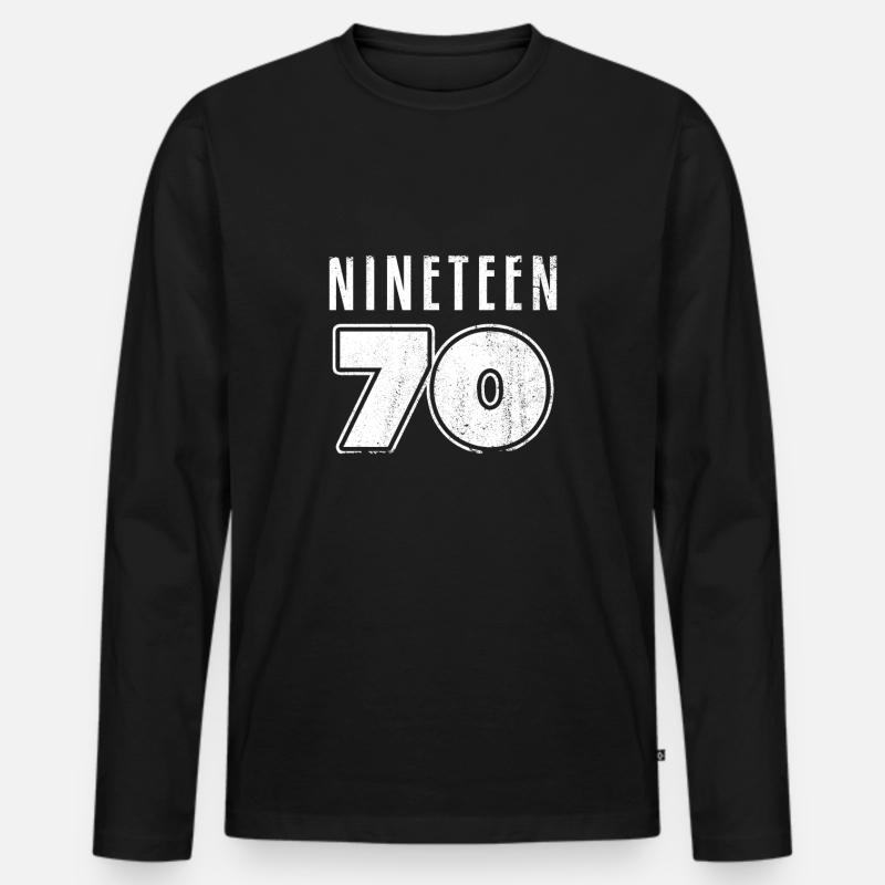 1970 - Männer Premium Bio Langarmshirt - Schwarz
