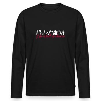 Garten - Männer Premium Bio Langarmshirt - Schwarz - Vorne - Nico (187cm)