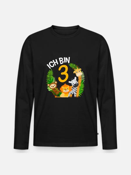 3rd birthday shirt jungle third - Men's Premium Organic Long Sleeve Shirt - black
