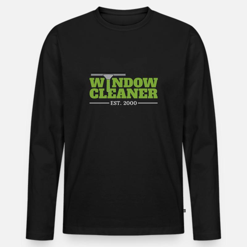 Fensterputzer Seit 2000 Geschenk Geburtstag - Männer Premium Bio Langarmshirt - Schwarz