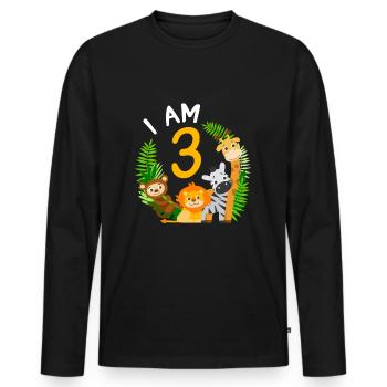 3. Geburtstag Geburtstagsshirt Dschungel Dritter - Männer Premium Bio Langarmshirt - Schwarz - Vorne - Nico (187cm)