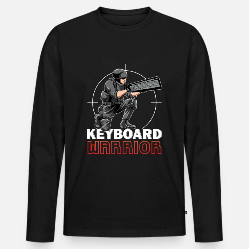 Keyboard Warrior - Männer Premium Bio Langarmshirt - Schwarz