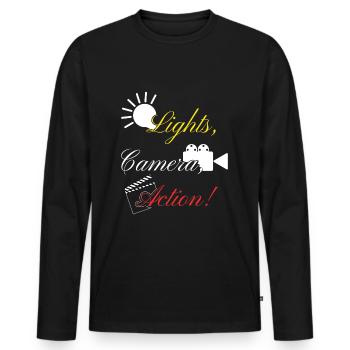 Film light camera action - Men's Premium Organic Long Sleeve Shirt - black - Front - Nico (187cm)