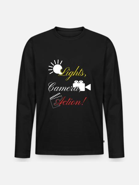 Film light camera action - Men's Premium Organic Long Sleeve Shirt - black