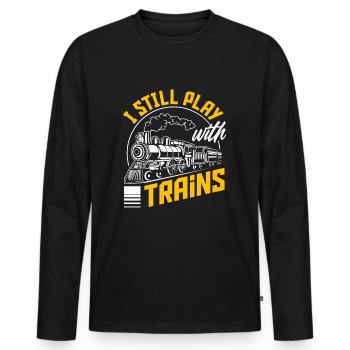 Model railway model making train trains train drivers - Men's Premium Organic Long Sleeve Shirt - black - Front - Nico (187cm)