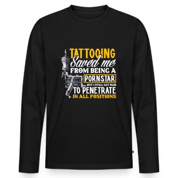 Lustiges Tattoo Tätowierer Tattoos Geschenk - Männer Premium Bio Langarmshirt - Schwarz - Vorne - Nico (187cm)