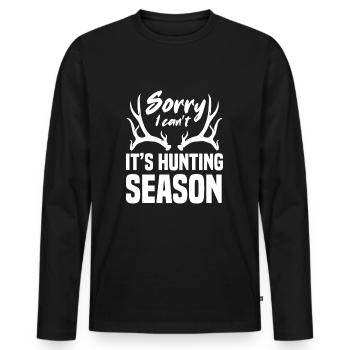 Drôle de désolé Je Ne sais pas Il Est La Saison De Chasse - T-shirt manches longues Premium bio Homme - noir - Devant - Nico (187cm)