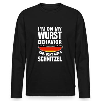 Je ne donne pas un Schnitzel drôle - T-shirt manches longues Premium bio Homme - noir - Devant - Nico (187cm)