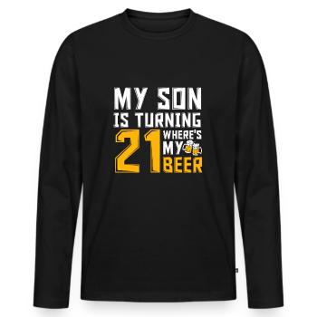 21st Birthday 21 Years Son Dad Mom T-Shirt - Men's Premium Organic Long Sleeve Shirt - black - Front - Nico (187cm)