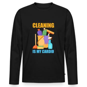 Drôle de femme de ménage nettoyeuse ménage ménage ménage - T-shirt manches longues Premium bio Homme - noir - Devant - Nico (187cm)
