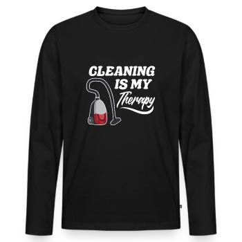 Drôle de femme de ménage nettoyeuse ménage ménage ménage - T-shirt manches longues Premium bio Homme - noir - Devant - Nico (187cm)