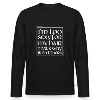 Homme chauve drôle pas de cheveux chauve - T-shirt manches longues Premium bio Homme - noir - Devant - Nico (187cm)