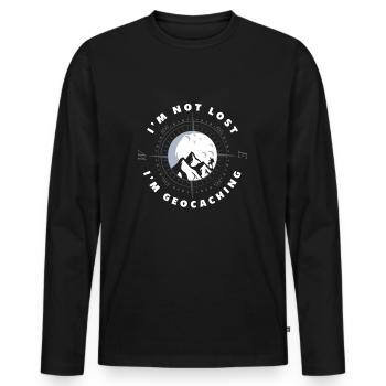 Lustiges Geocacher Geocache Geocaching Geschenk - Männer Premium Bio Langarmshirt - Schwarz - Vorne - Nico (187cm)