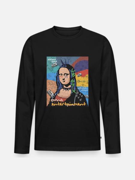 Pop Art Mona Lisa Underholdning Leonardo Da Vinci - Premium økologisk langærmet T-shirt til mænd - sort