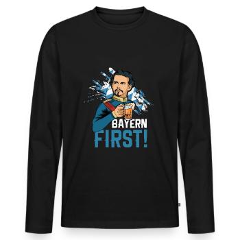 Bavaria First - Free State of Bavaria King Ludwig - Men's Premium Organic Long Sleeve Shirt - black - Front - Nico (187cm)