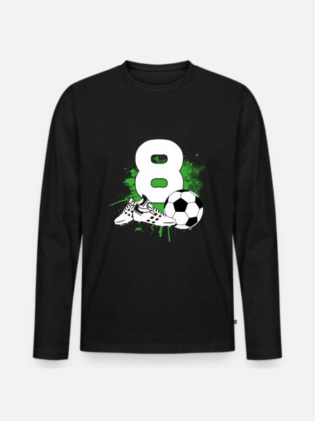 8 års fødselsdag 8 år fodboldspiller - Premium økologisk langærmet T-shirt til mænd - sort