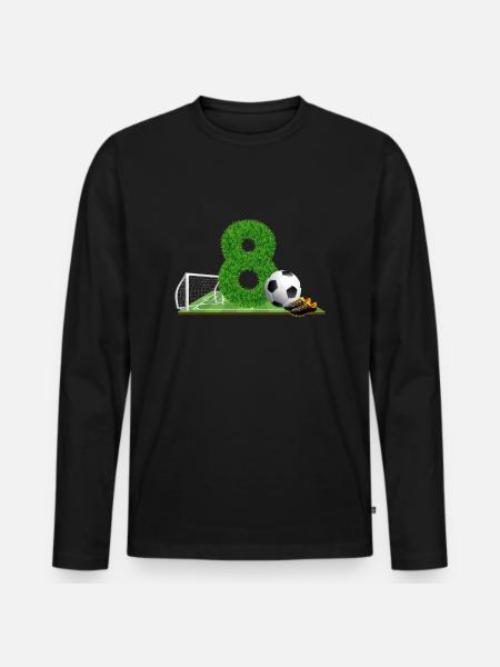 8. Geburtstag 8 Jahre Fußball Fußballspieler - Männer Premium Bio Langarmshirt - Schwarz