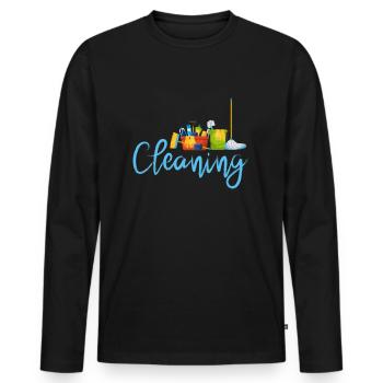 Drôle de femme de ménage nettoyeuse ménage ménage ménage ménage - T-shirt manches longues Premium bio Homme - noir - Devant - Nico (187cm)