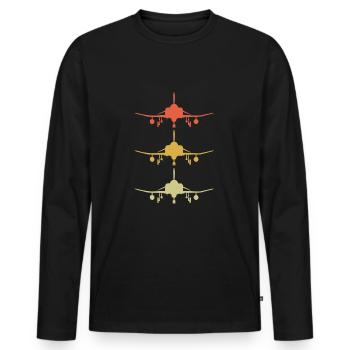 Retro F-22 Raptor Air Force Fighter Jets Planes - Männer Premium Bio Langarmshirt - Schwarz - Vorne - Nico (187cm)