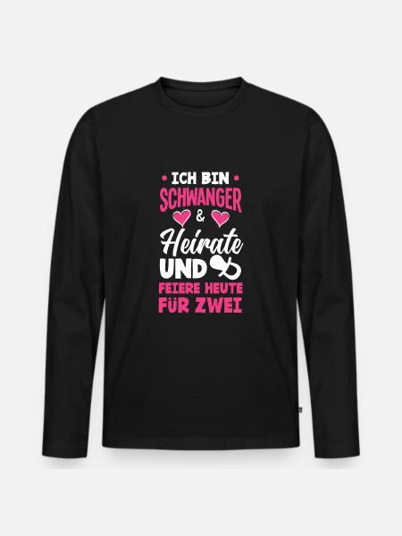 Braut Bride To Be Schwanger Schwangerschaft JGA - Männer Premium Bio Langarmshirt - Schwarz