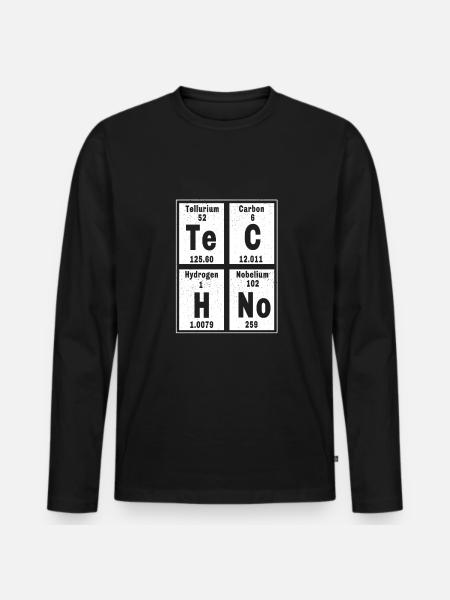 Techno Music Science Periodic Table Freetekno Rave - Männer Premium Bio Langarmshirt - Schwarz