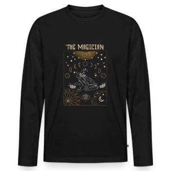 Tarot Card Occult Witchcraft Frog Magician Gothic - T-shirt manches longues Premium bio Homme - noir - Devant - Nico (187cm)