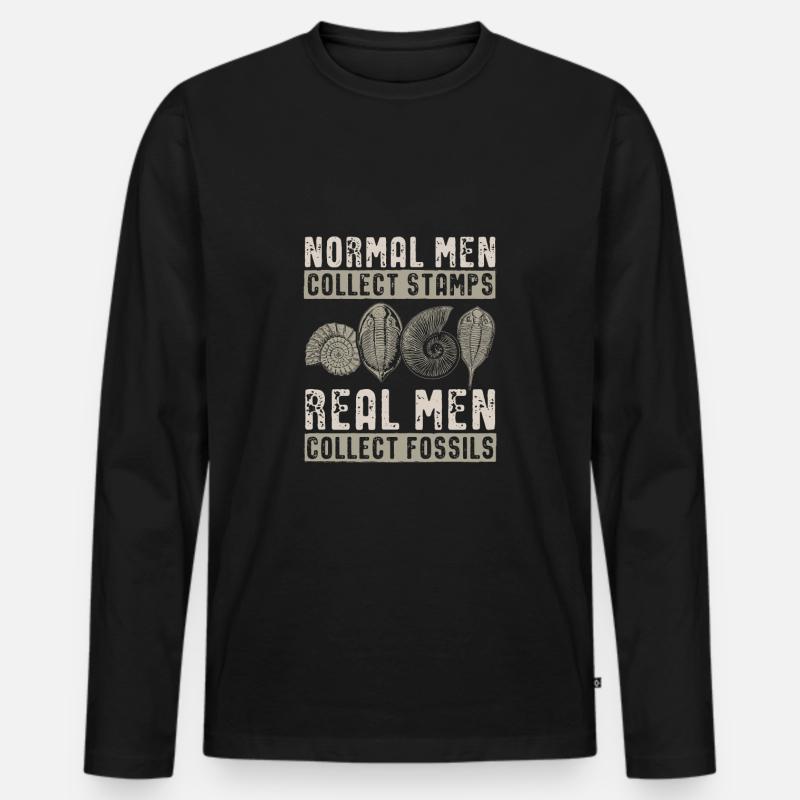 Fossilien - Männer Premium Bio Langarmshirt - Schwarz