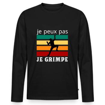 Je peux pas je grimpe. Alpinisme - T-shirt manches longues Premium bio Homme - noir - Devant - Nico (187cm)