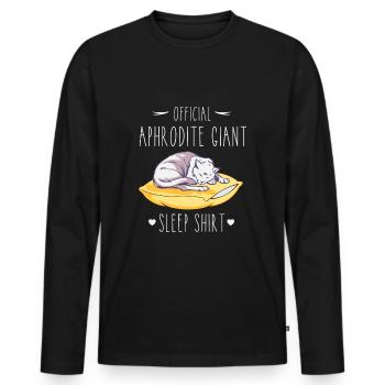Schlafshirt: Schlafende Aphrodite Giant Katze - Männer Premium Bio Langarmshirt - Schwarz - Vorne - Nico (187cm)