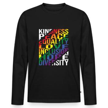Gentillesse Paix Égalité Amour Inclusion Espoir Plongeurs - T-shirt manches longues Premium bio Homme - noir - Devant - Nico (187cm)