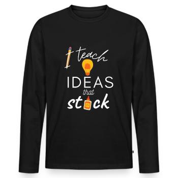 Teacher Design - I teach Ideas that stick - Männer Premium Bio Langarmshirt - Schwarz - Vorne - Nico (187cm)