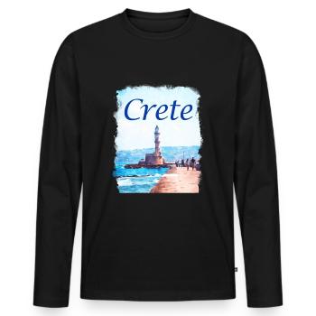 Crete - Kreta - Men's Premium Organic Long Sleeve Shirt - black - Front - Nico (187cm)
