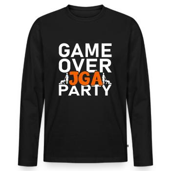 Game Over JGA Party - Männer Premium Bio Langarmshirt - Schwarz - Vorne - Nico (187cm)